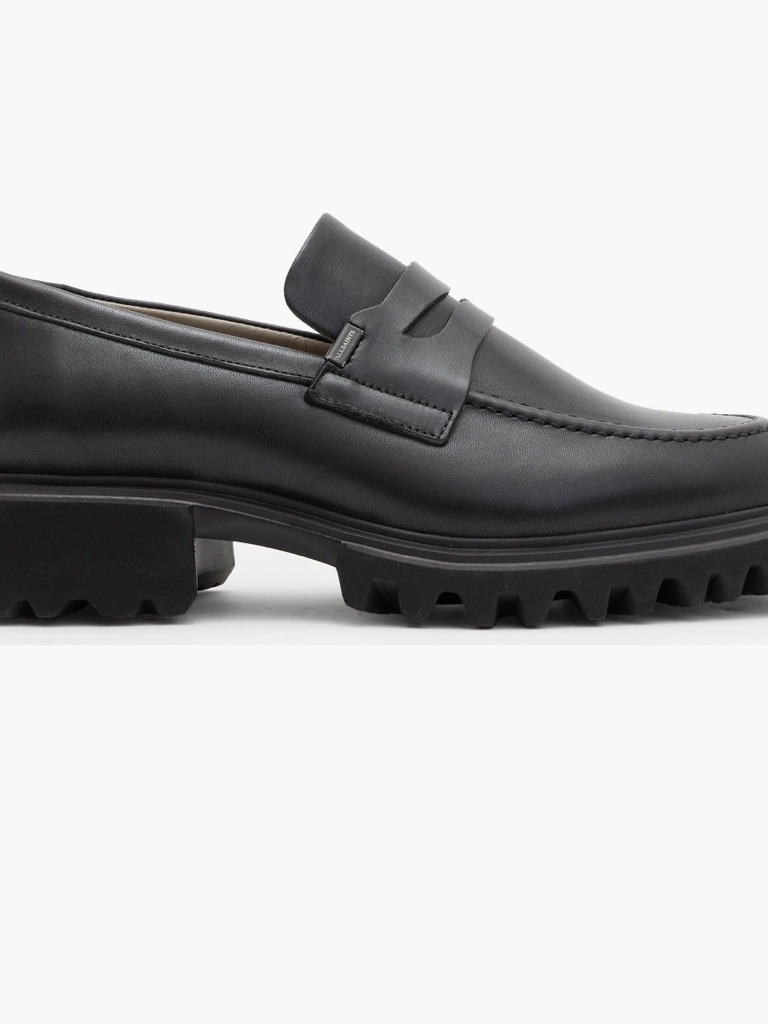 All Saints Black Lola Lug Sole Penny Loafer